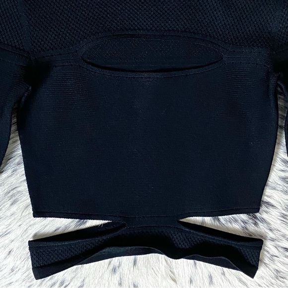 CUSHNIE ET OCHS CROPPED SLASHED KNIT TOP, SZ S BLACK - Picture 15 of 15